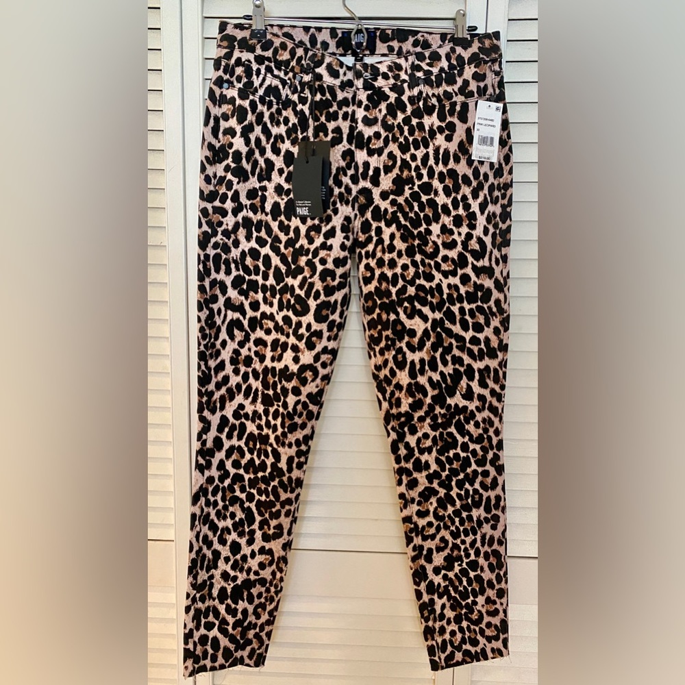 Paige Pink Denim Leopard Hoxton Jeans size 30 NWT